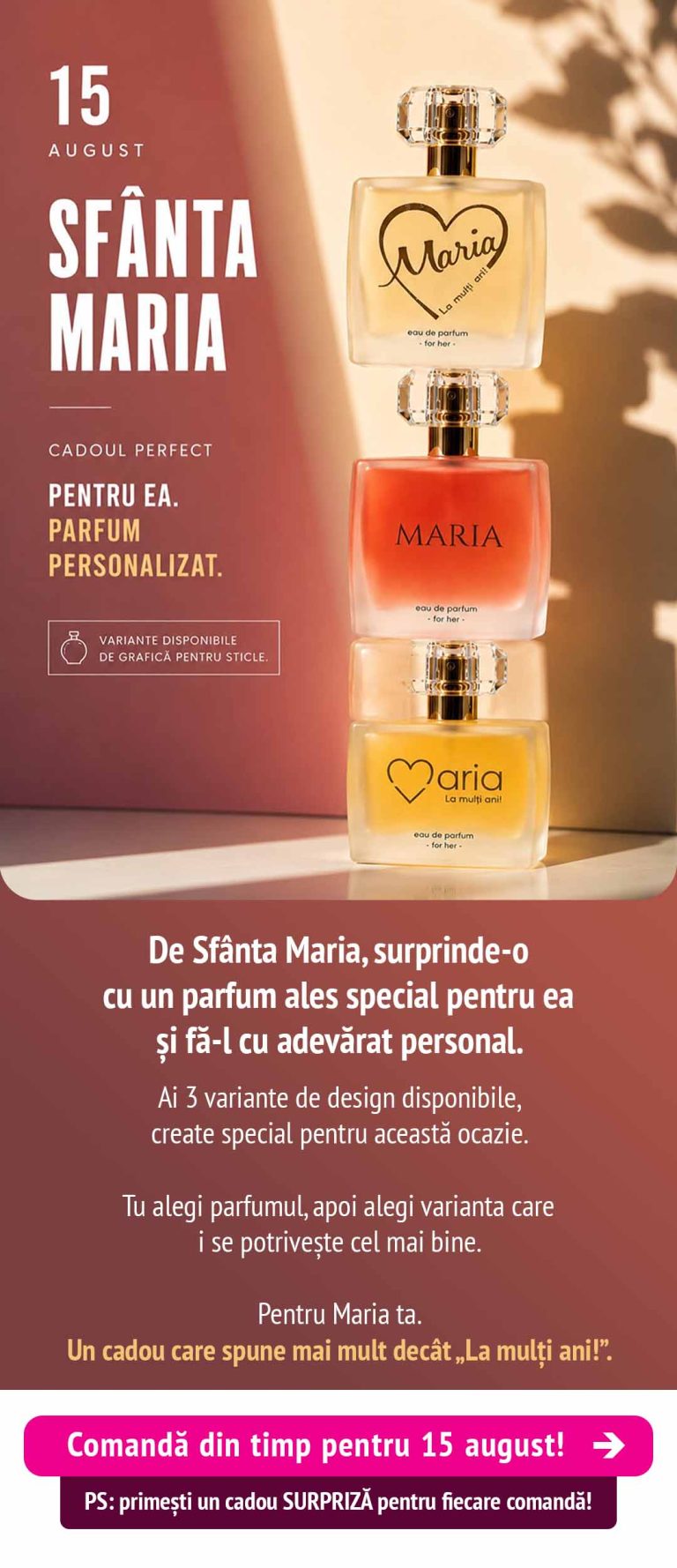 Campanie Parfum pentru Maria Ta, 2026, Parfum Personalizat Sibiu
